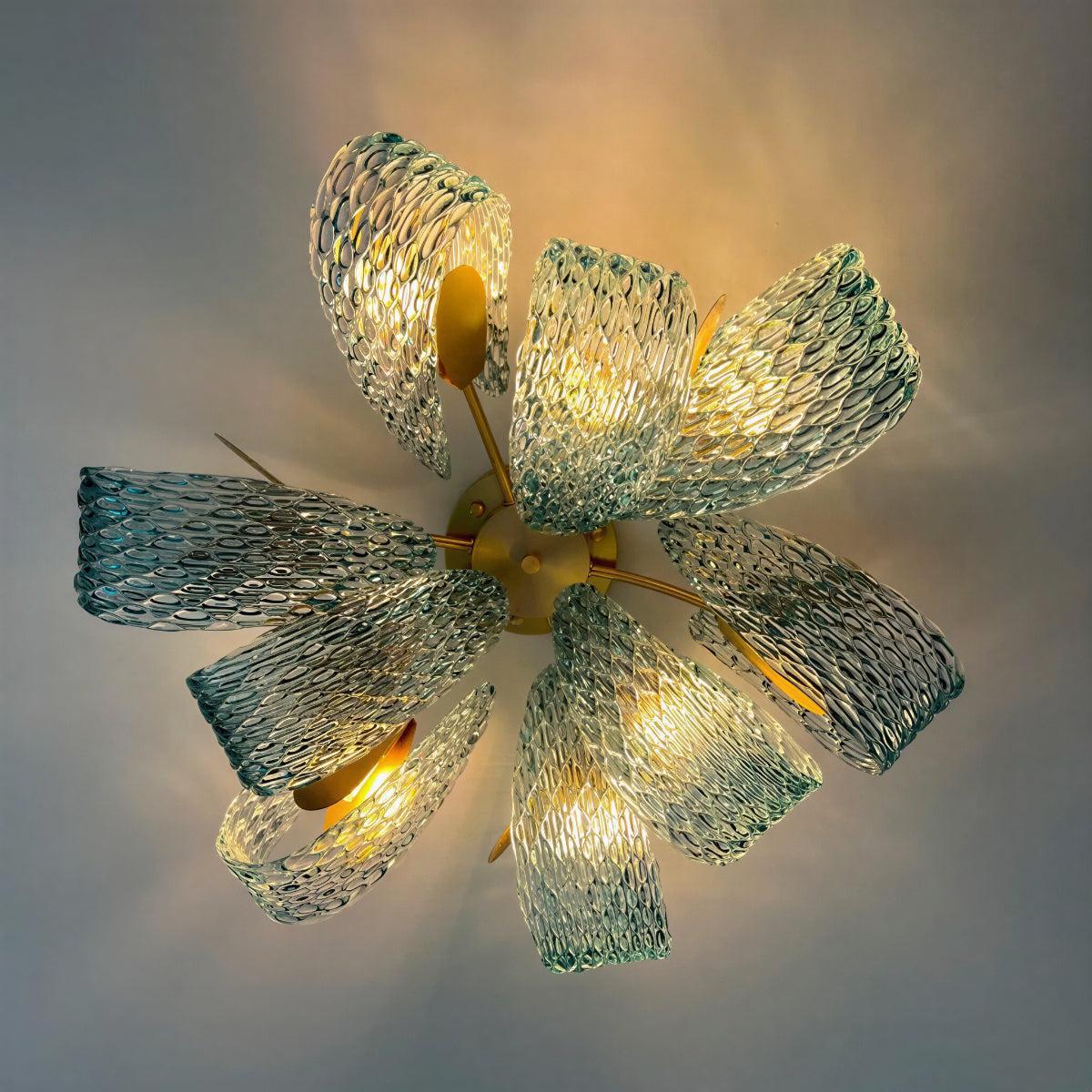Modern Sculptural Glass Flush Mount Ceiling Light Cluster Fixture