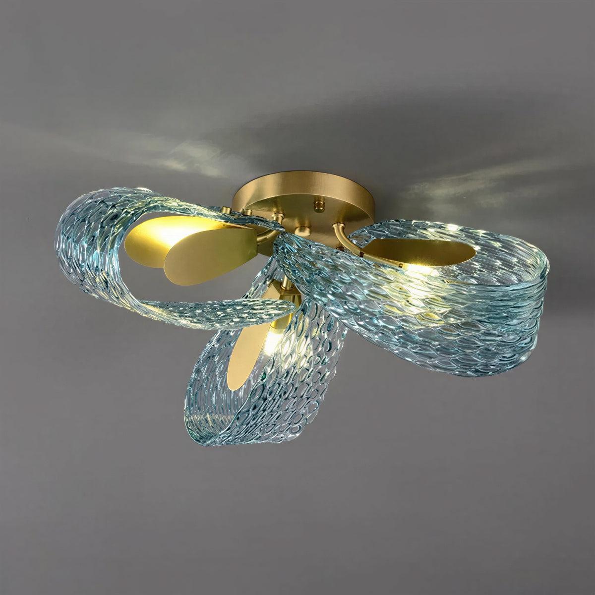 Modern Sculptural Glass Flush Mount Ceiling Light Cluster Fixture