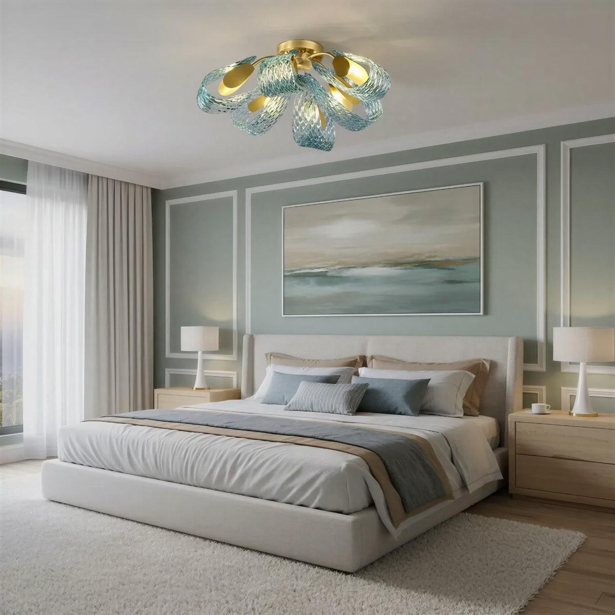 Modern Sculptural Glass Flush Mount Ceiling Light Cluster Fixture