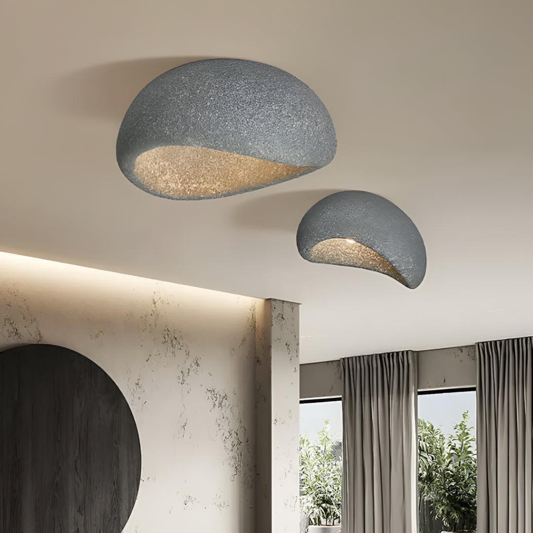 Wabi-Sabi Resin Flush Mount Ceiling Light Sculptural Organic Form