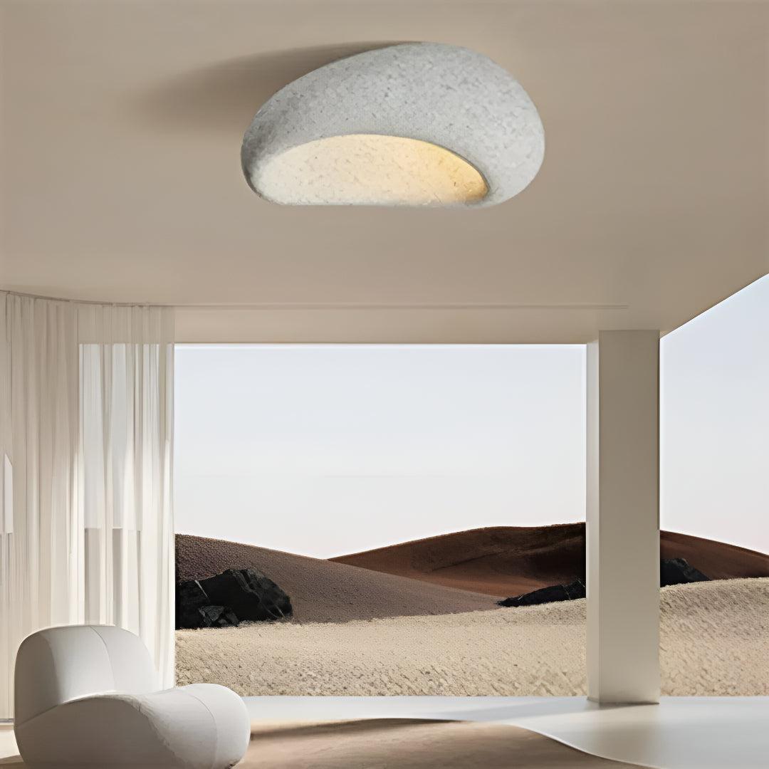 Wabi-Sabi Resin Flush Mount Ceiling Light Sculptural Organic Form